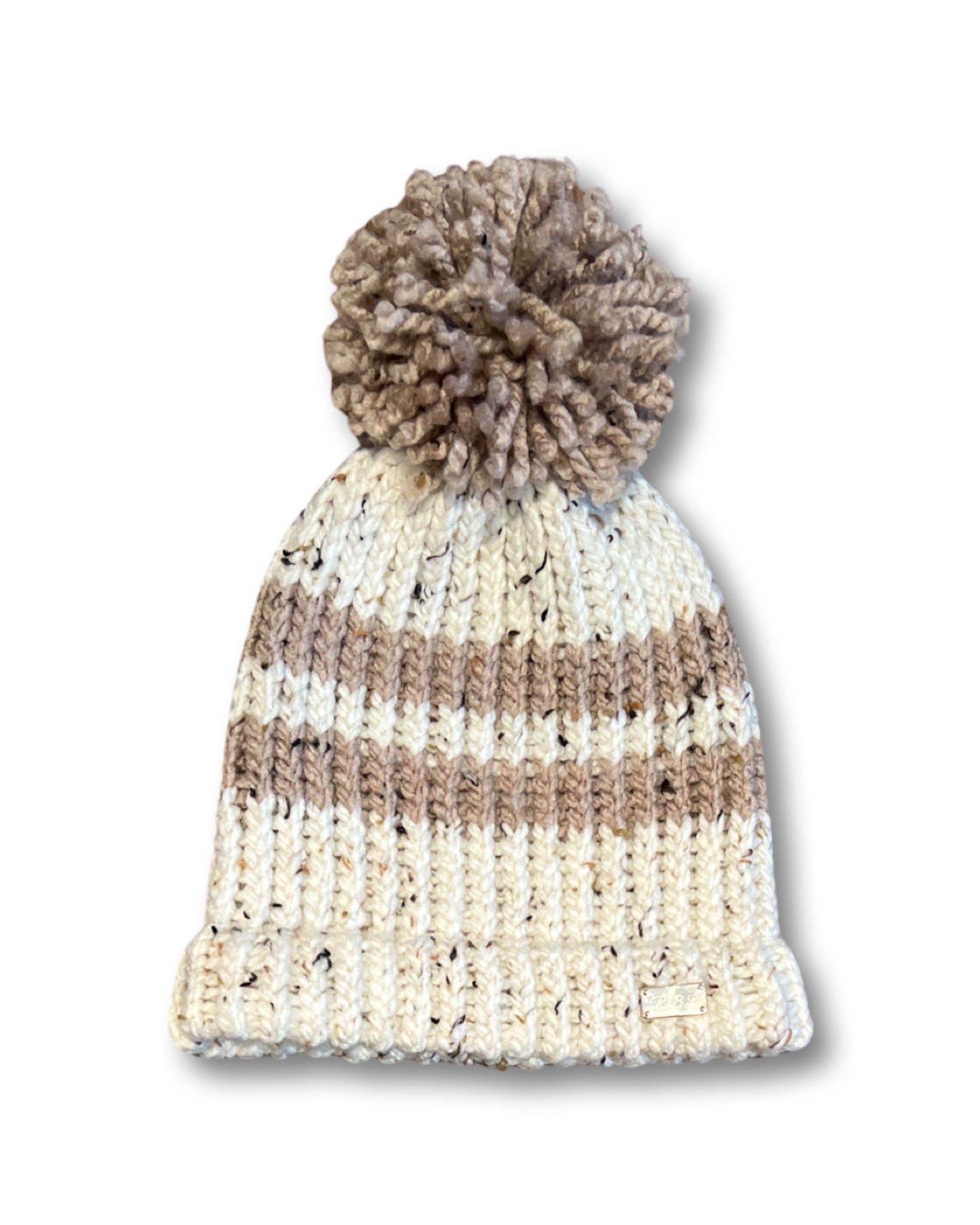 Double Stripe Sustainable Beanie - Brown/Cream