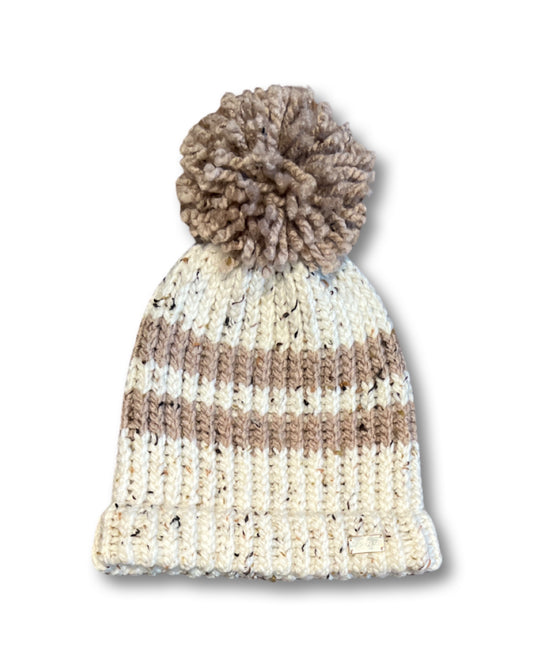 Double Stripe Sustainable Beanie - Brown/Cream